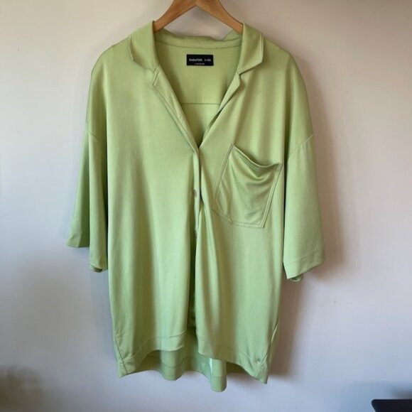 BNWT Aritzia Babaton "Bowling" Shirt Pistachio Green - Picture 3 of 13